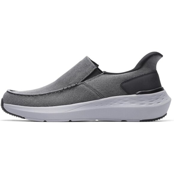 〽️Men Closed Toe Pull-On Loafers Dark Gray Sneakers Canvas Walking Comfort Shoes